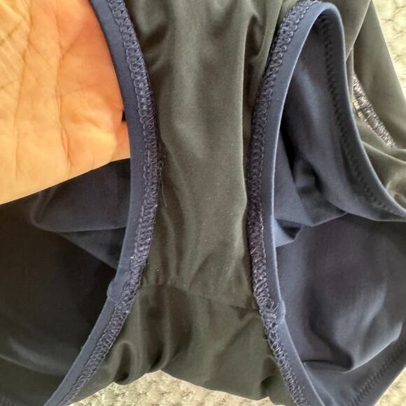 J Crew Swimsuit Women 4 Blue One Piece Plunge Ruched Swimwear Pool Beach - Picture 9 of 16